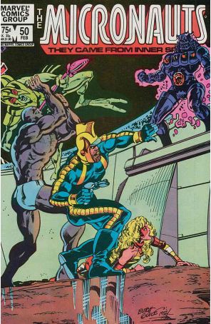 Micronauts (Vol. 1) 50 published by Marvel with cover art by Butch Guice