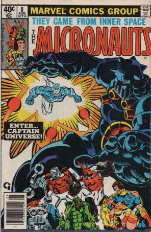 Micronauts (Vol. 1) 8 (Newsstand) published by Marvel with cover art by Michael Golden