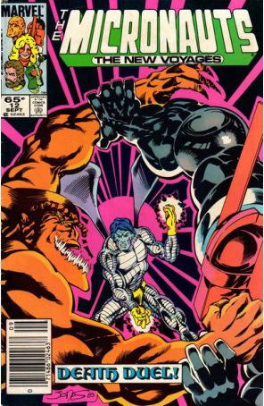 Micronauts (Vol. 2) 12 (Newsstand) published by Marvel with cover art by Kelley Jones