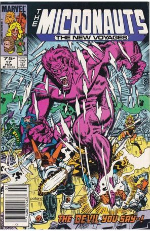 Micronauts (Vol. 2) 17 (Newsstand) published by Marvel with cover art by Keith Pollard