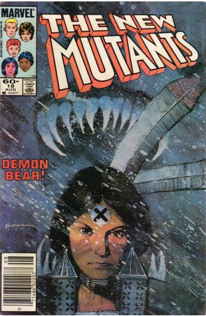 The New Mutants 18 (Newsstand) published by Marvel with cover art by Bill Sienkiewicz