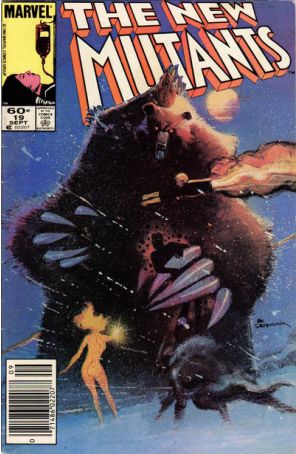 The New Mutants 19 (Newsstand) published by Marvel with cover art by Bill Sienkiewicz