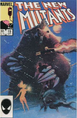 The New Mutants 19 published by Marvel with cover art by Bill Sienkiewicz