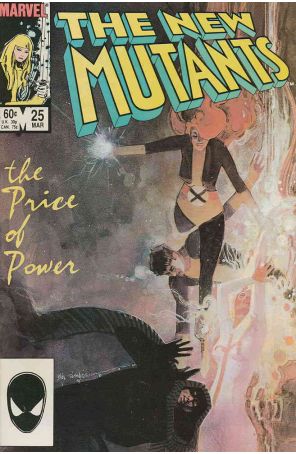 The New Mutants 25 published by Marvel with cover art by Bill Sienkiewicz