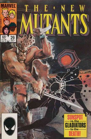 The New Mutants 29 published by Marvel with cover art by Bill Sienkiewicz