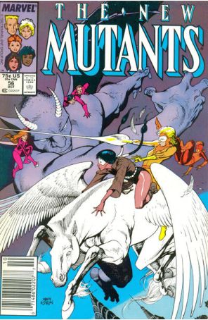 The New Mutants 56 (Newsstand) published by Marvel with cover art by Kevin Nowlan