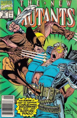 The New Mutants 93 (Newsstand) published by Marvel with cover art by Rob Liefeld and Todd McFarlane