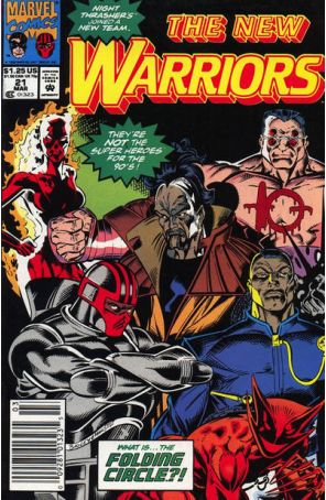 The New Warriors 21 (Newsstand) published by Marvel with cover art by Mark Bagley