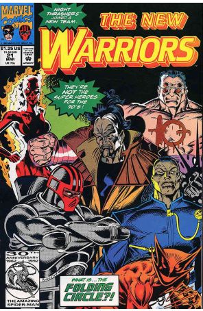The New Warriors 21 published by Marvel with cover art by Mark Bagley
