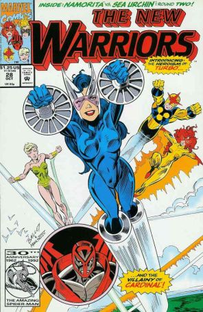 The New Warriors 28 published by Marvel with cover art by Mark Bagley