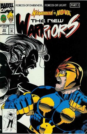 The New Warriors 33 published by Marvel with cover art by Darick Robertson