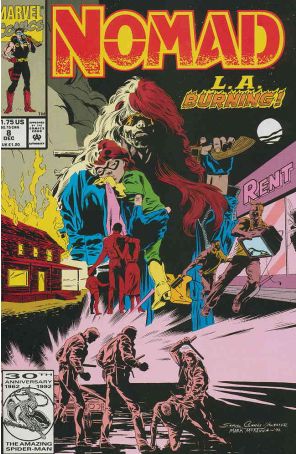 Nomad 8 published by Marvel with cover art by S. Clarke Hawbaker