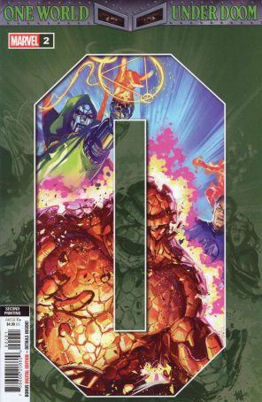 One World Under Doom 2 (2nd) published by Marvel with cover art by Ben Harvey