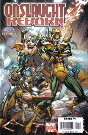 Onslaught Reborn 4A published by Marvel with cover art by J. Scott Campbell