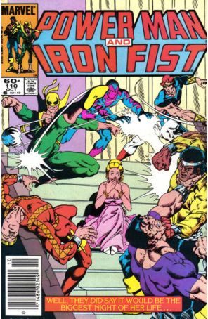Power Man And Iron Fist 110 (Newsstand) published by Marvel with cover art by Geof Isherwood