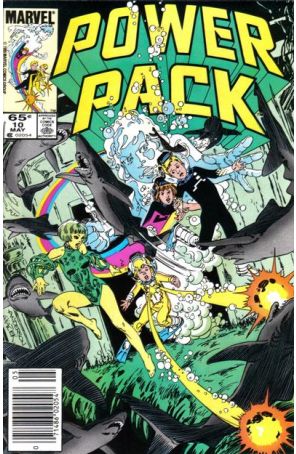 Power Pack 10 (Newsstand) published by Marvel with cover art by Brent Anderson