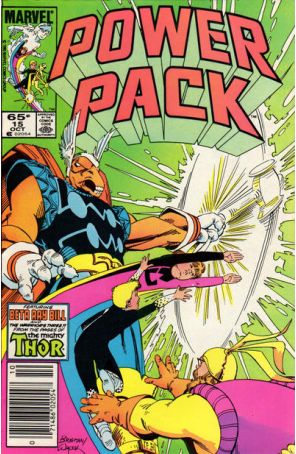 Power Pack 15 (Newsstand) published by Marvel with cover art by June Brigman