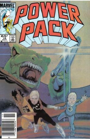 Power Pack 16 (Newsstand) published by Marvel with cover art by June Brigman