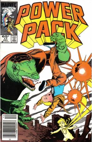 Power Pack 17 (Newsstand) published by Marvel with cover art by June Brigman