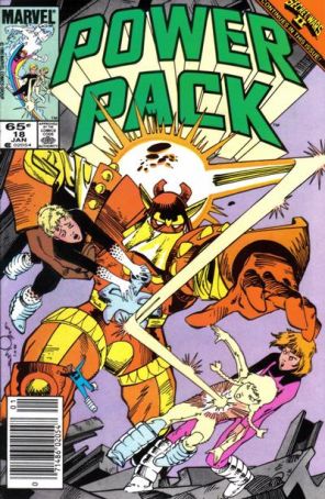 Power Pack 18 (Newsstand) published by Marvel with cover art by Walt Simonson