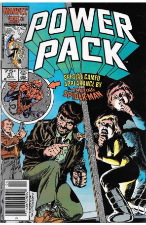 Power Pack 21 (Newsstand) published by Marvel with cover art by Brent Anderson