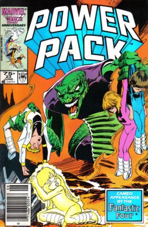 Power Pack 23 (Newsstand) published by Marvel with cover art by Jon Bogdanove