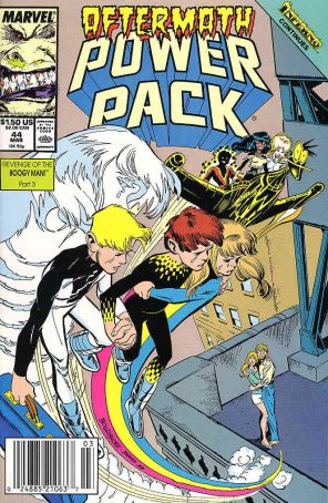 Power Pack 44 (Newsstand) published by Marvel with cover art by Jon Bogdanove