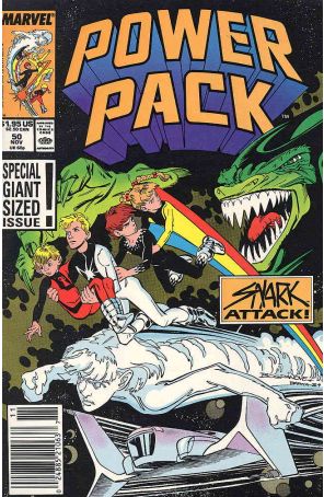 Power Pack 50 (Newsstand) published by Marvel with cover art by Jon Bogdanove