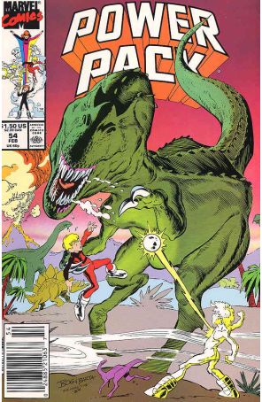 Power Pack 54 (Newsstand) published by Marvel with cover art by Jon Bogdanove