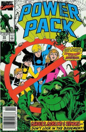 Power Pack 55 (Newsstand) published by Marvel with cover art by Steve Lightle