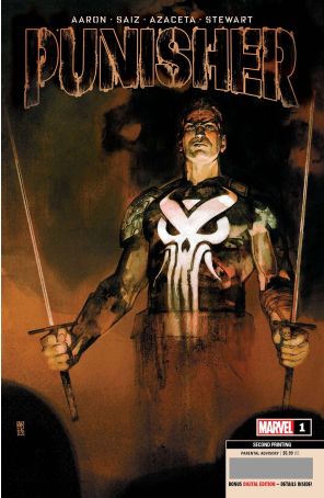 Punisher (13th Series) 1 (2nd) published by Marvel with cover art by Jesus Saiz