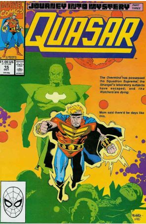 Quasar 15 published by Marvel with cover art by Mike Mignola