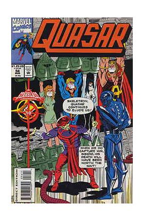 Quasar 56 published by Marvel with cover art by John Heebink