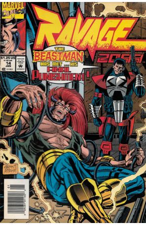 Ravage 2099 14 (Newsstand) published by Marvel with cover art by Grant Miehm