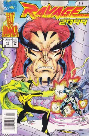 Ravage 2099 15 (Newsstand) published by Marvel with cover art by Ron Lim