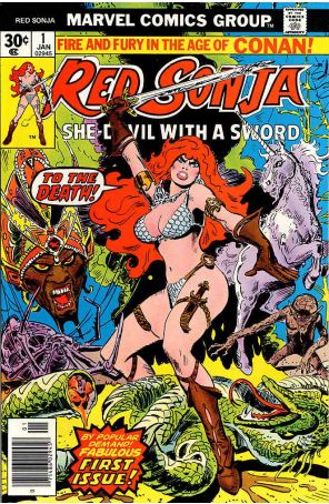 Red Sonja (Vol. 1) 1 published by Marvel with cover art by Frank Thorne