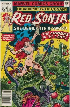 Red Sonja (Vol. 1) 4 published by Marvel with cover art by Frank Thorne