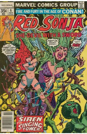 Red Sonja (Vol. 1) 6 published by Marvel with cover art by Frank Thorne