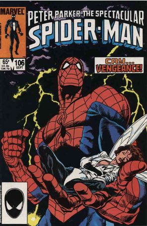 The Spectacular Spider-Man 106 published by Marvel with cover art by Mark Beachum