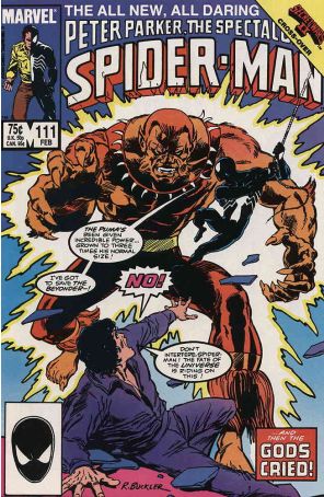 The Spectacular Spider-Man 111 published by Marvel with cover art by Rich Buckler