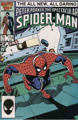 The Spectacular Spider-Man 114 published by Marvel with cover art by Keith Pollard