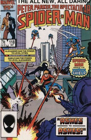 The Spectacular Spider-Man 118 published by Marvel with cover art by Rich Buckler