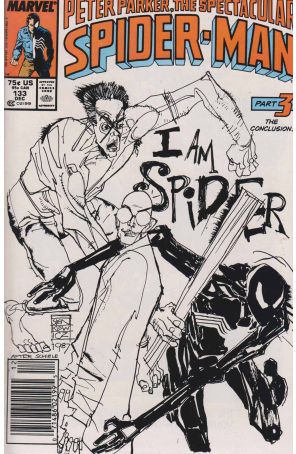 The Spectacular Spider-Man 133 (Newsstand) published by Marvel with cover art by Bill Sienkiewicz