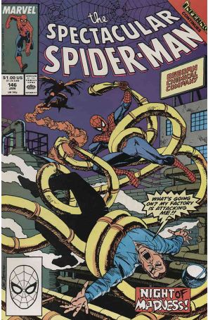 The Spectacular Spider-Man 146 published by Marvel with cover art by Sal Buscema