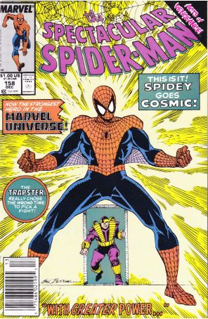 The Spectacular Spider-Man 158 (Newsstand) published by Marvel with cover art by Sal Buscema