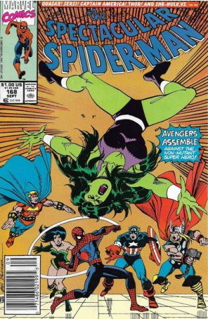 The Spectacular Spider-Man 168 (Newsstand) published by Marvel with cover art by Sal Buscema