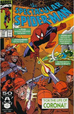 The Spectacular Spider-Man 177 published by Marvel with cover art by Sal Buscema