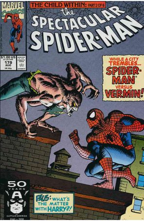 The Spectacular Spider-Man 179 published by Marvel with cover art by Sal Buscema