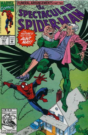 The Spectacular Spider-Man 187 published by Marvel with cover art by Sal Buscema