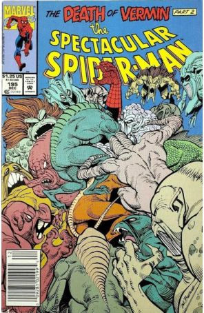 The Spectacular Spider-Man 195 (Newsstand) published by Marvel with cover art by Sal Buscema
